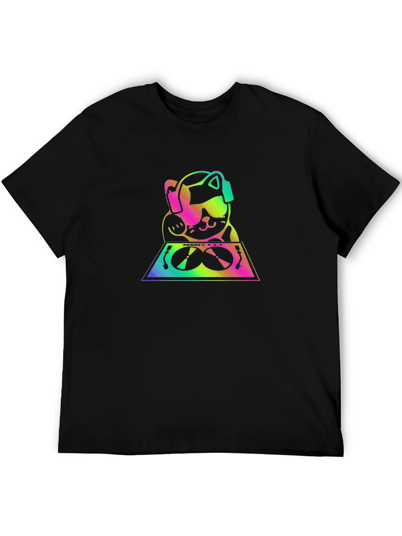 DJ Lucky Cat Graphic Tee - Black T-Shirt