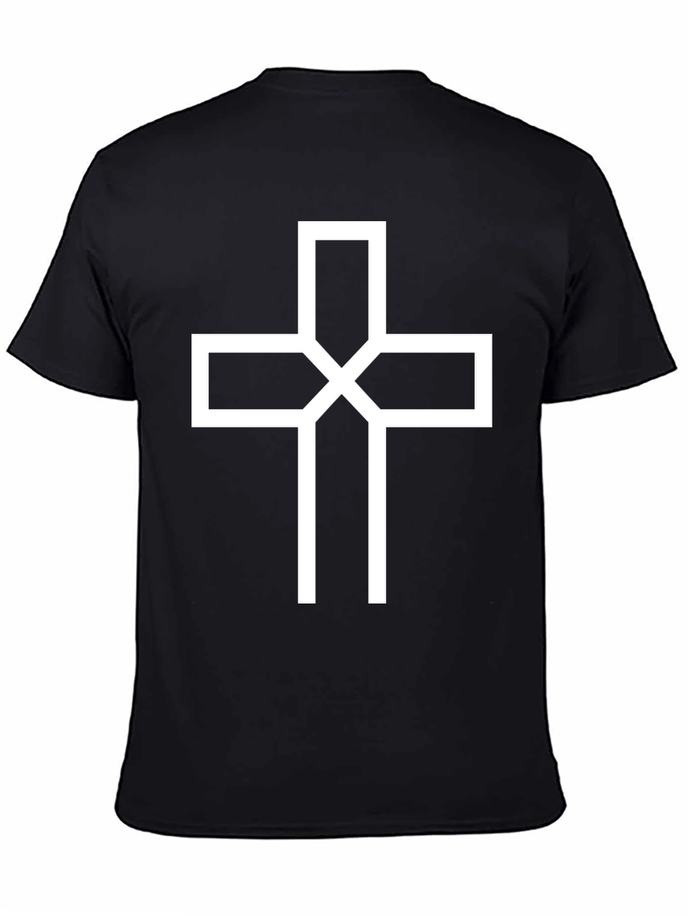 Modern White Cross Graphic Black T-Shirt