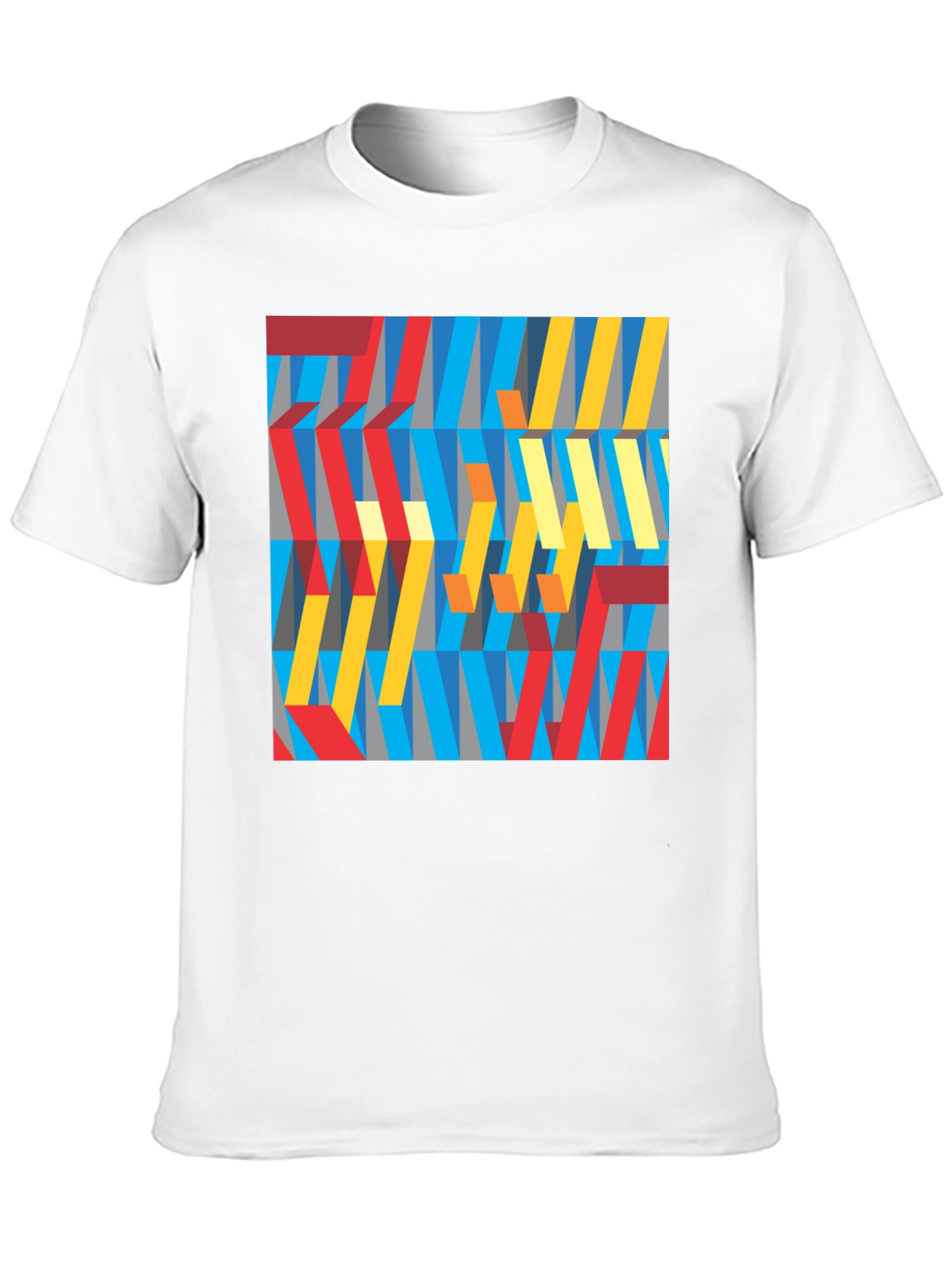 Abstract Geometric Pattern Graphic Tee - Black