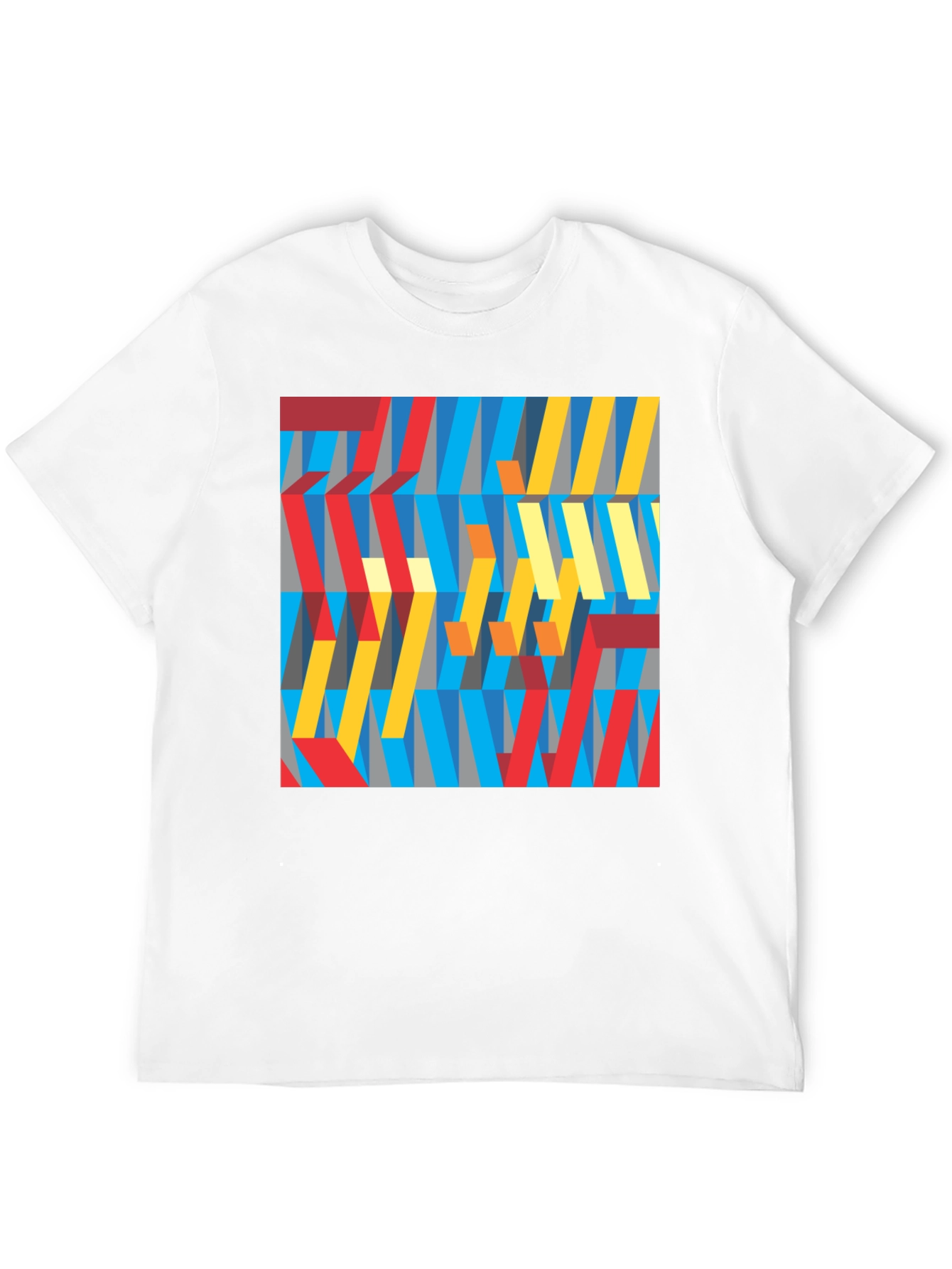 Abstract Geometric Pattern Graphic Tee - Black