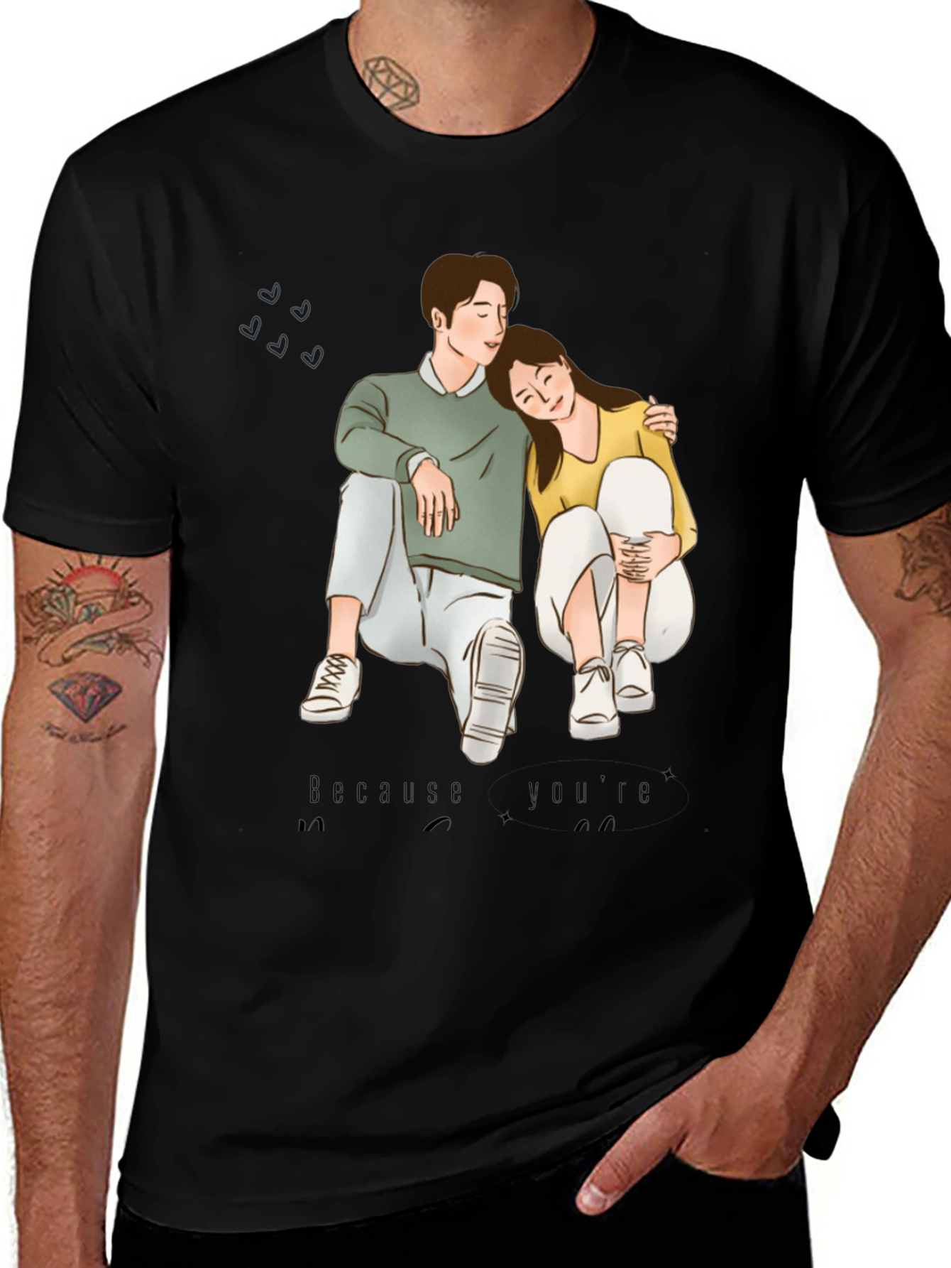 Couple Graphic Black T-Shirt
