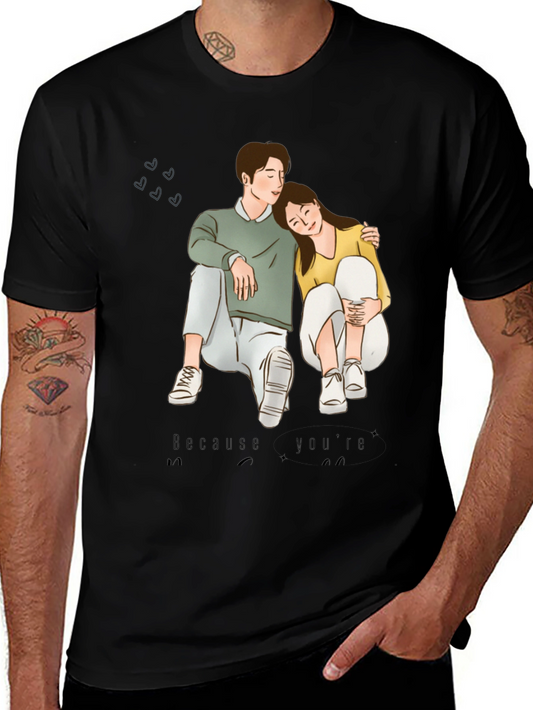 Couple Graphic Black T-Shirt