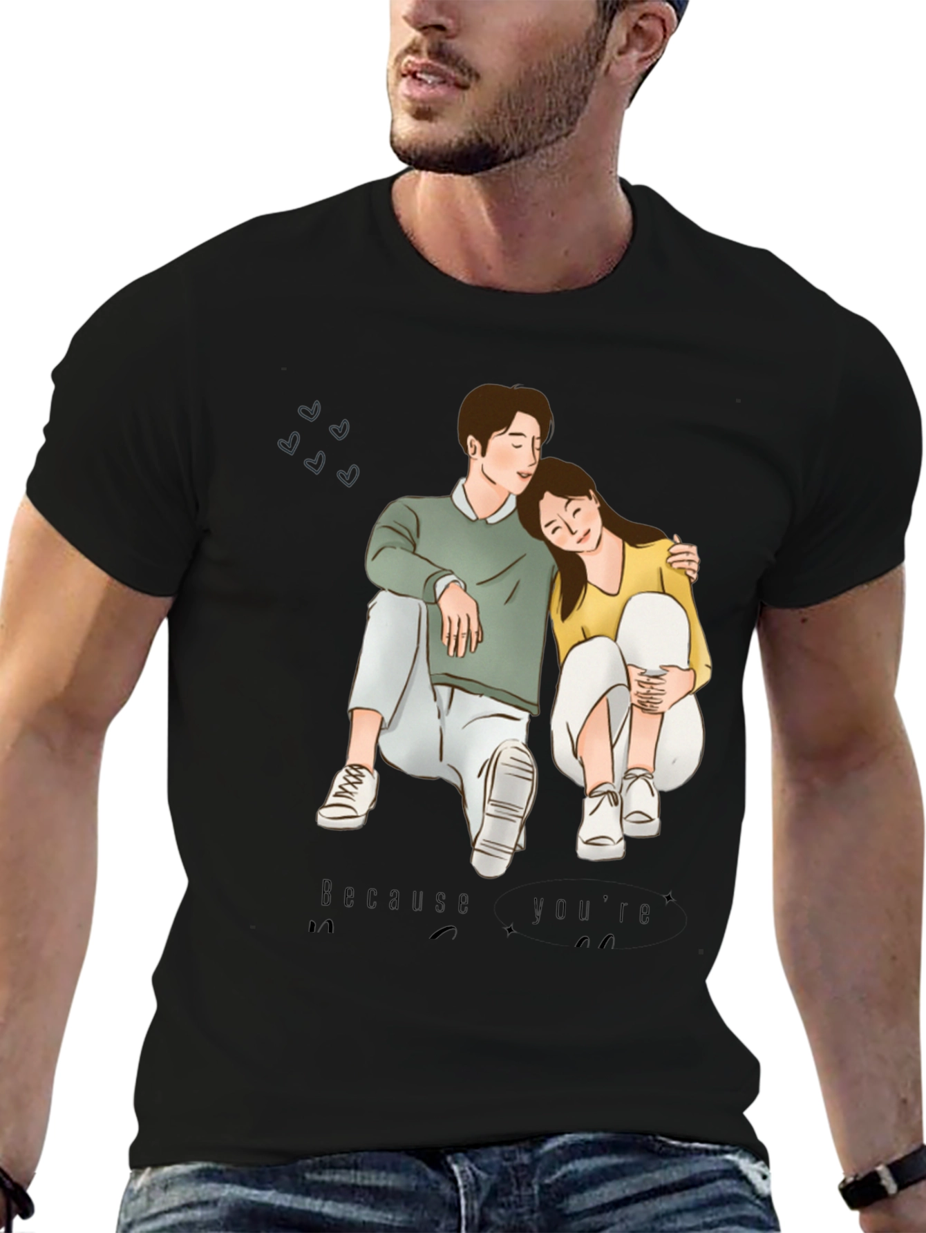 Couple Graphic Black T-Shirt