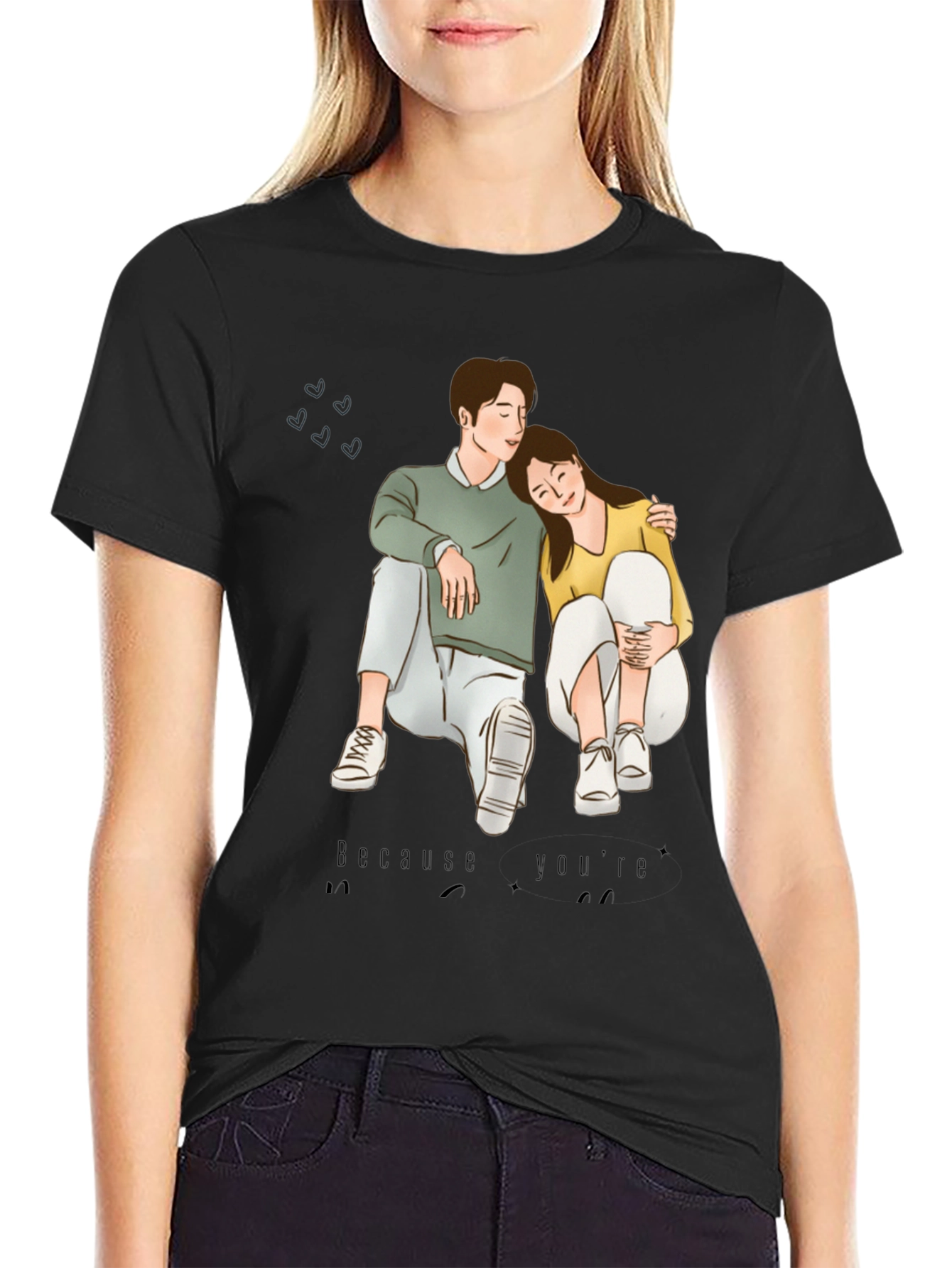 Couple Graphic Black T-Shirt