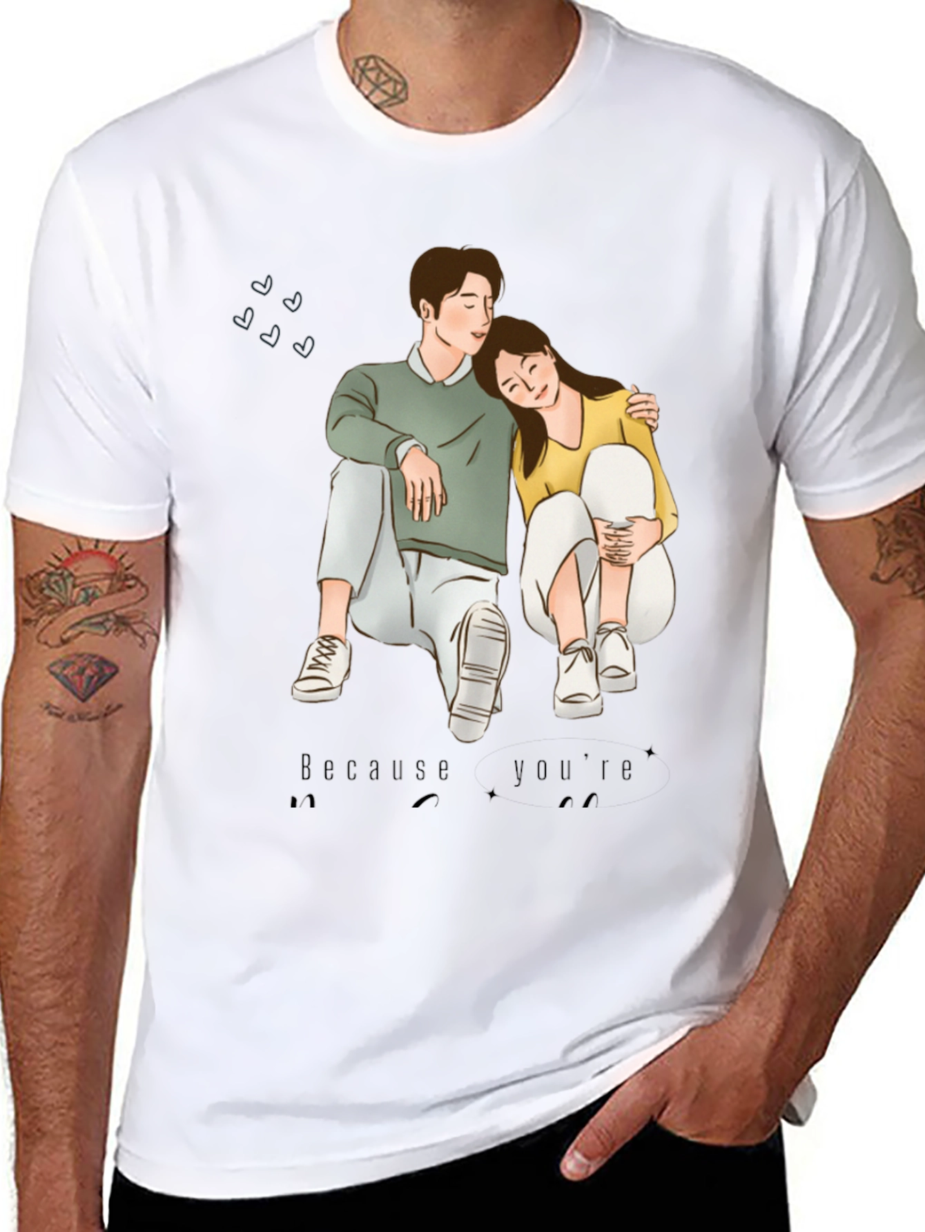 Couple Graphic Black T-Shirt