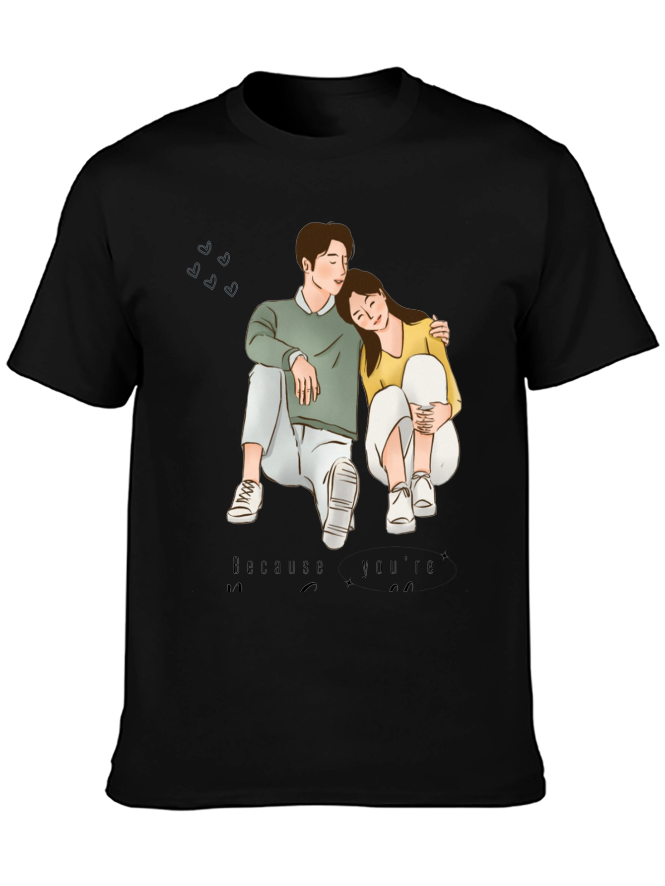 Couple Graphic Black T-Shirt