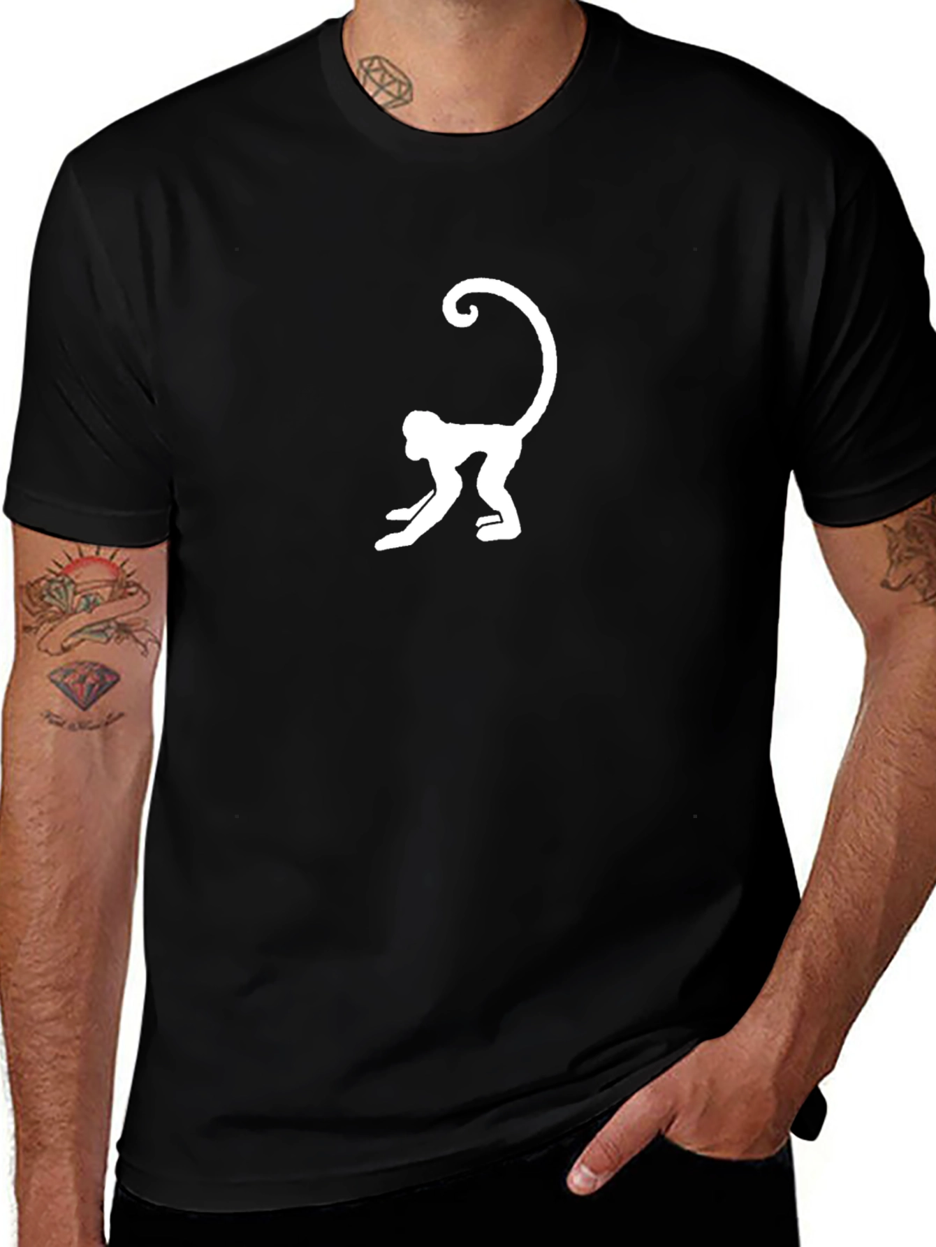 Monkey Graphic Tee - Black Cotton T-Shirt