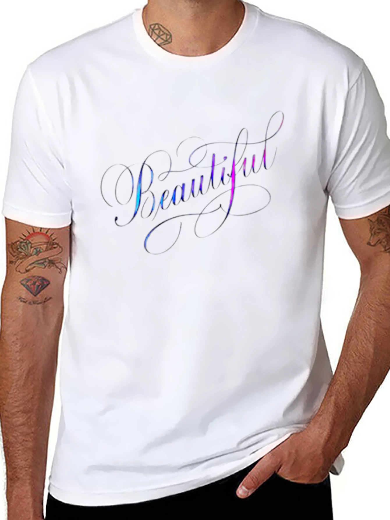 Beautiful Script Graphic Tee - Stylish Black T-Shirt