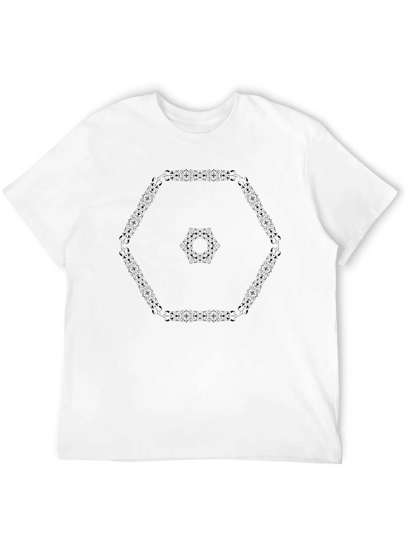 Geometric Pattern Black Tee - Modern Style