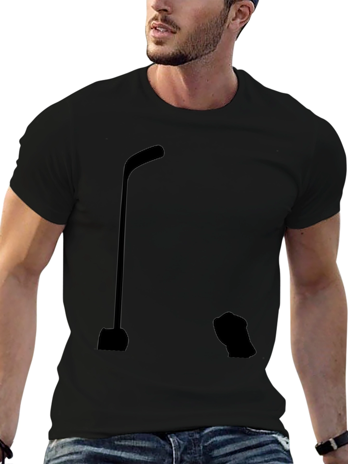 Hockey Stick Silhouette Graphic T-Shirt