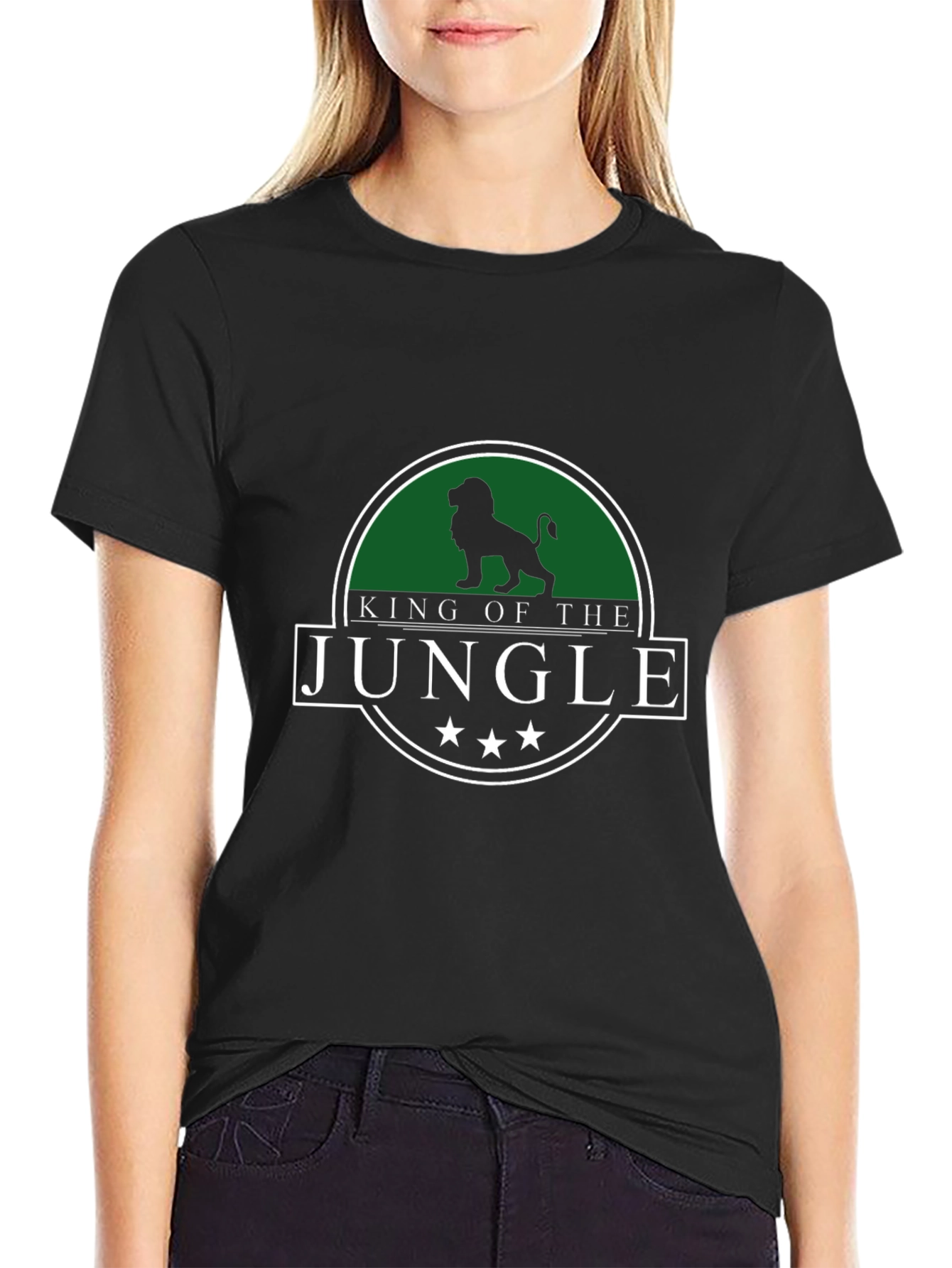 King of the Jungle Mens Black Graphic T-Shirt