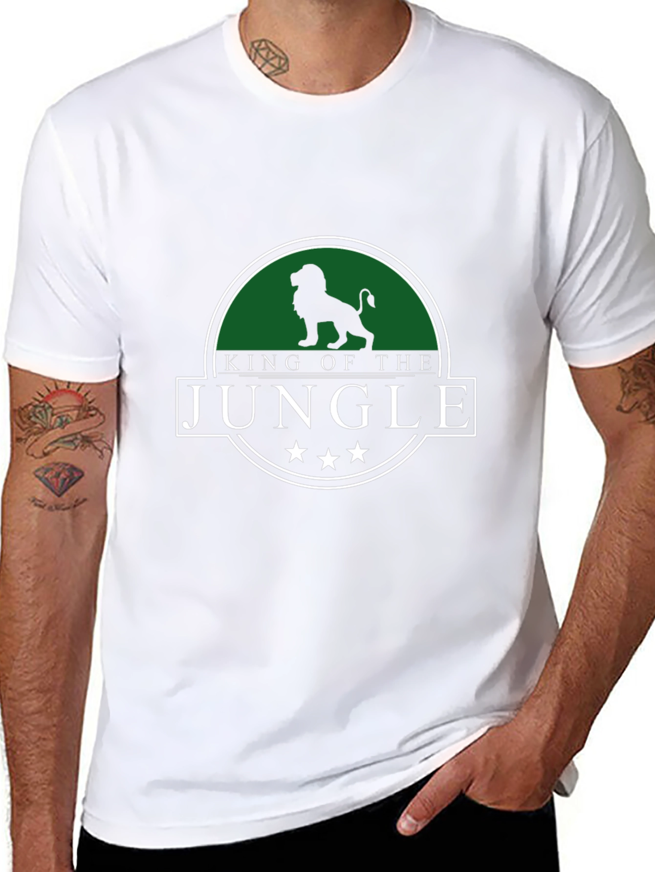 King of the Jungle Mens Black Graphic T-Shirt