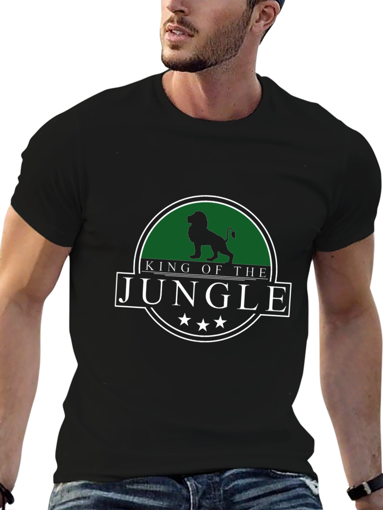 King of the Jungle Mens Black Graphic T-Shirt