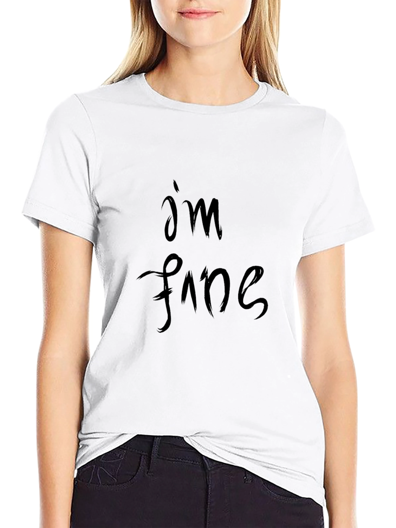 Im Fine Graphic Tee - Black Casual T-Shirt