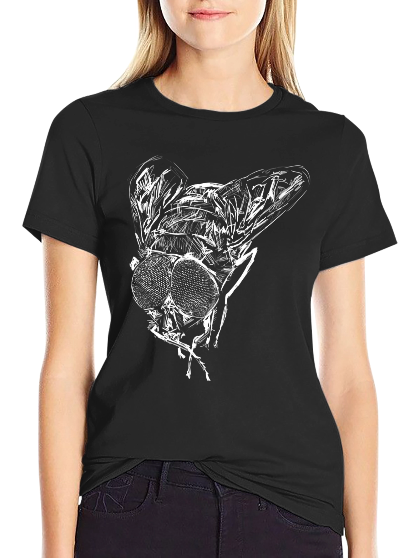 Fly Graphic Black Tee - Unique Insect Print