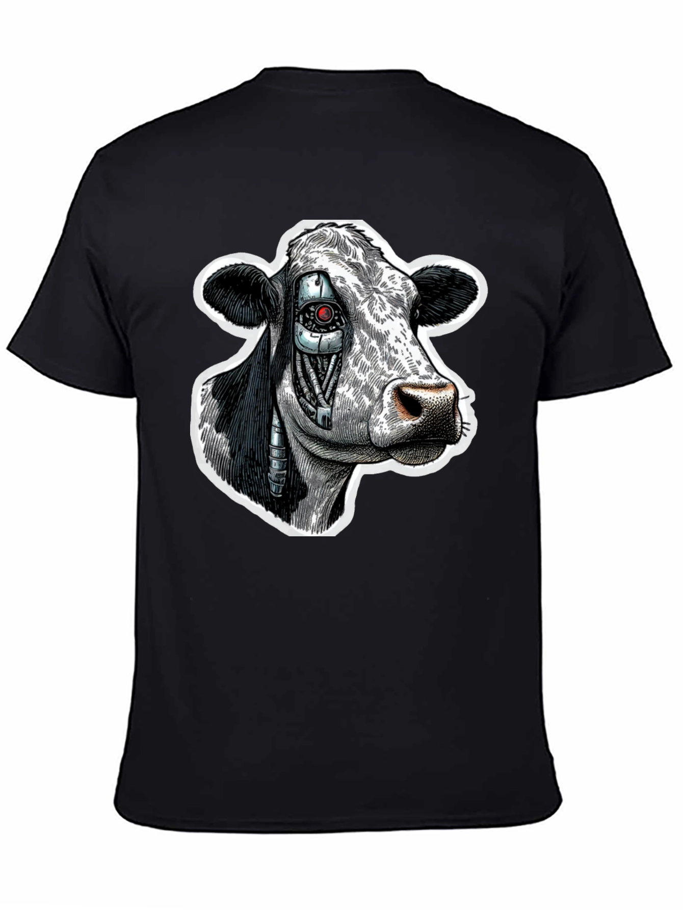 Cyborg Cow Graphic T-Shirt - Black