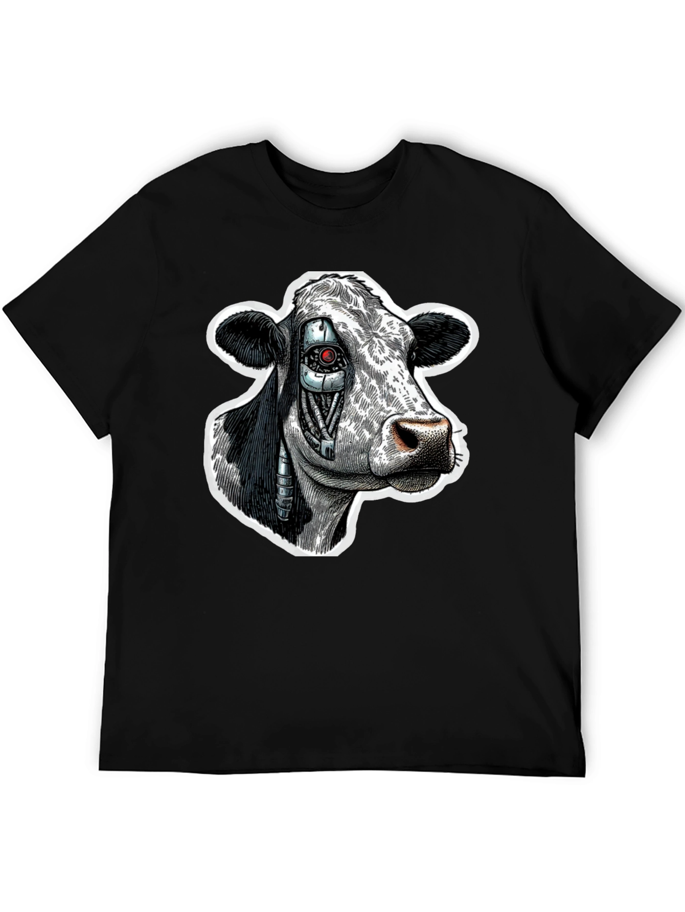 Cyborg Cow Graphic T-Shirt - Black