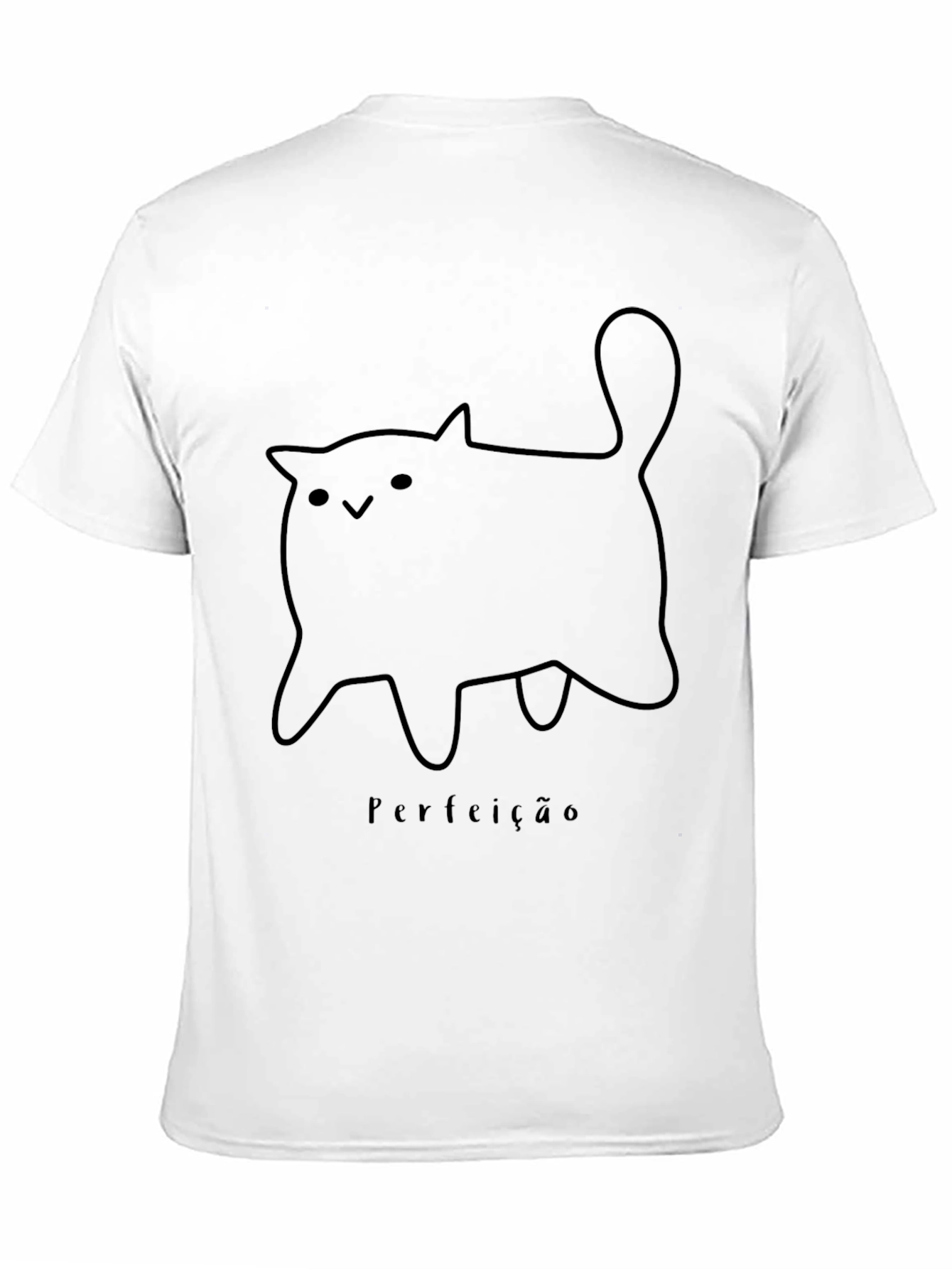 Cute Cat Outline Tee - Perfeição Slogan