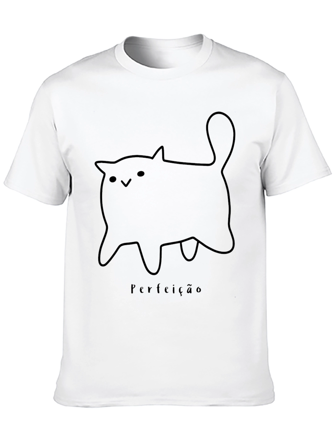 Cute Cat Outline Tee - Perfeição Slogan