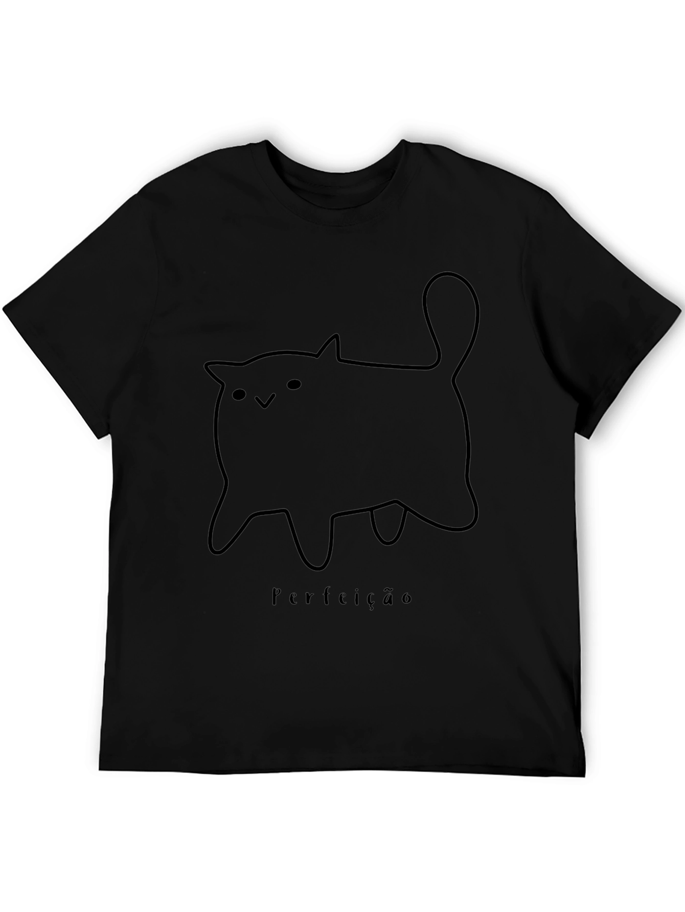 Cute Cat Outline Tee - Perfeição Slogan