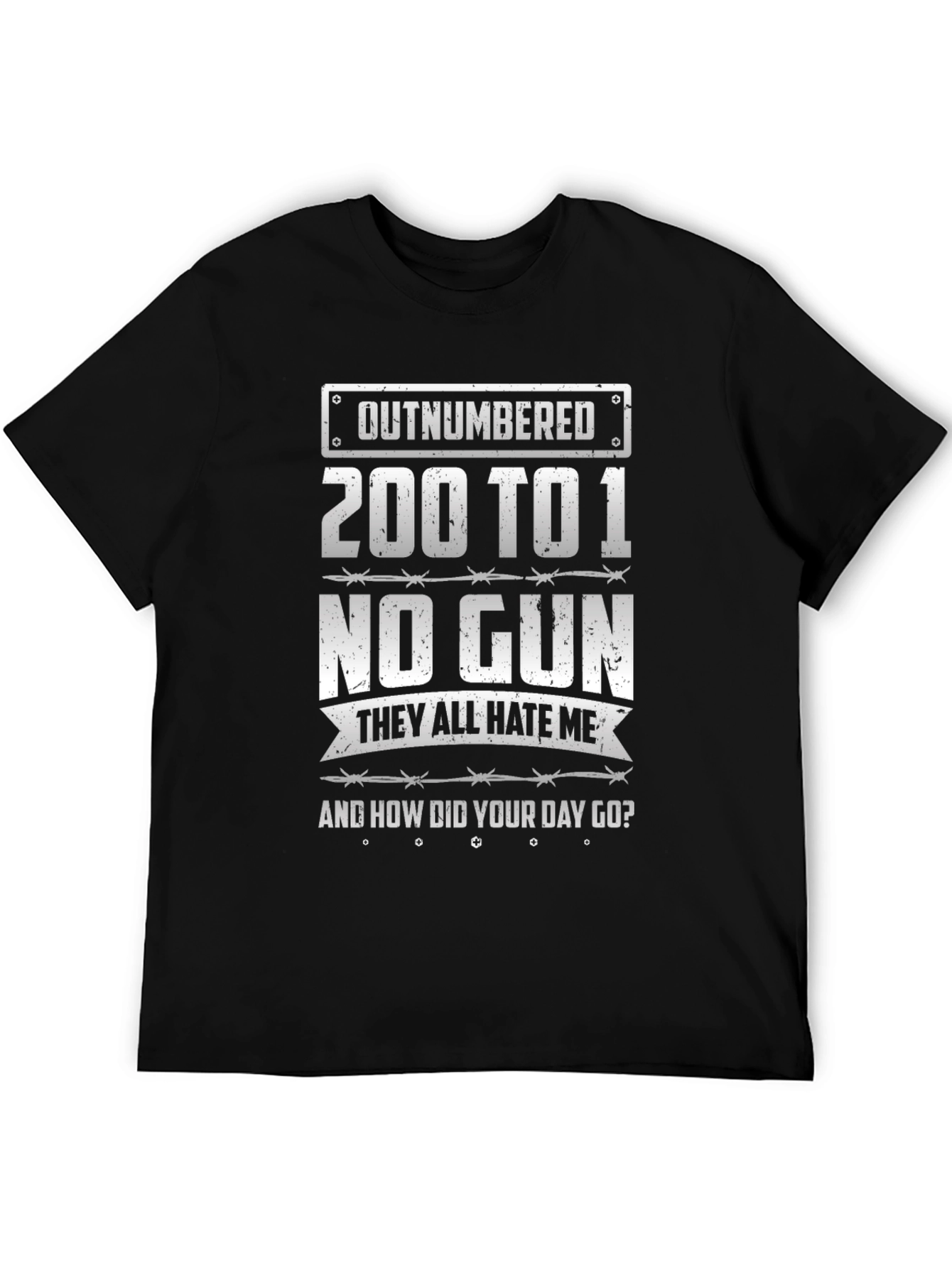 Outnumbered Graphic T-Shirt - Black Cotton Tee