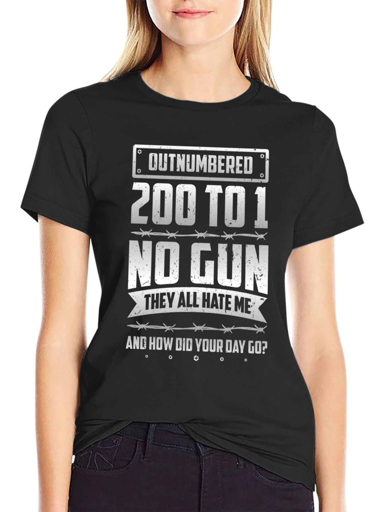 Outnumbered Graphic T-Shirt - Black Cotton Tee