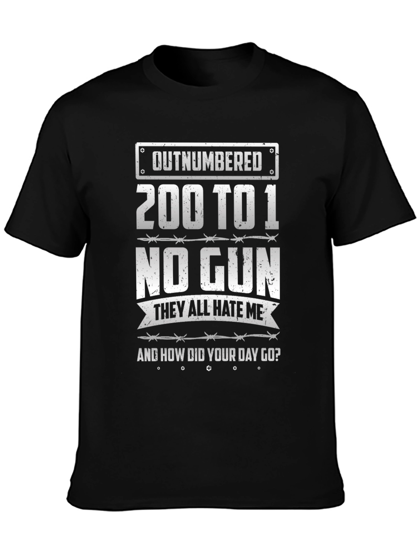 Outnumbered Graphic T-Shirt - Black Cotton Tee