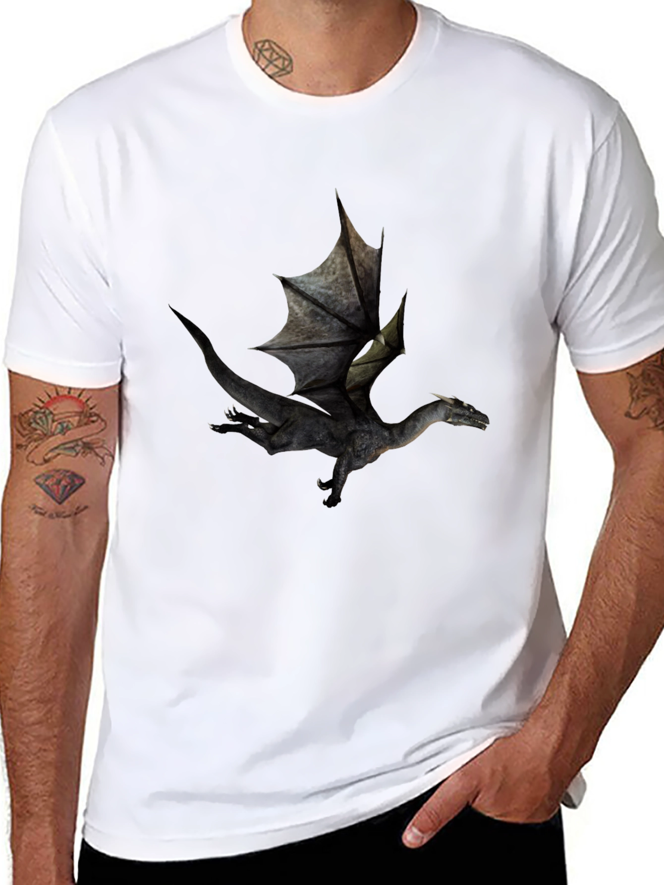 Dragon Graphic Black T-Shirt - Fantasy Style