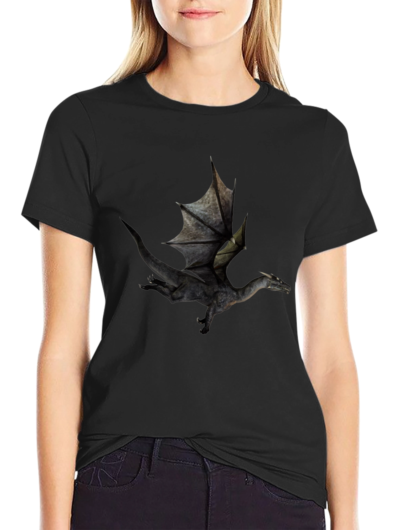 Dragon Graphic Black T-Shirt - Fantasy Style