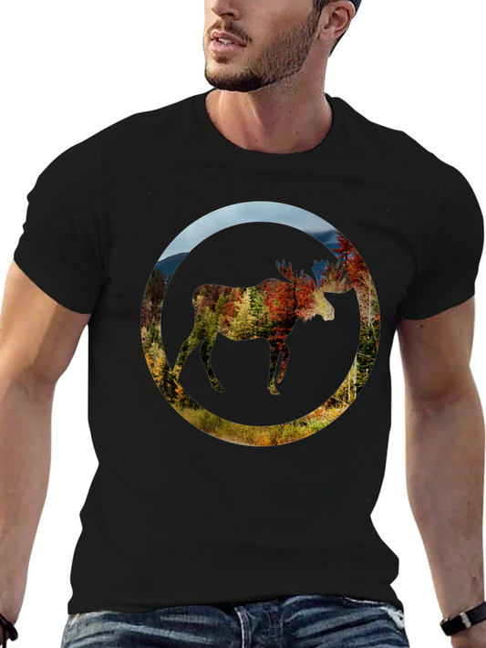 Nature Moose Graphic Black T-Shirt