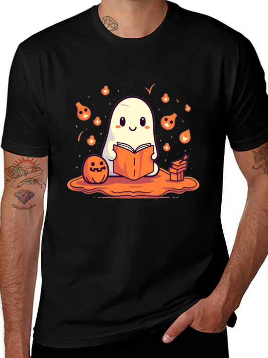 Cute Ghost Reading Book Halloween T-Shirt