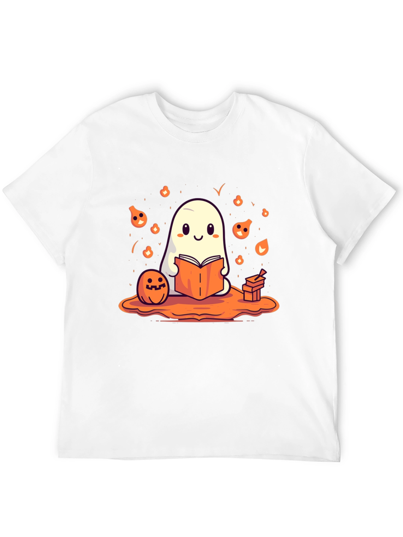 Cute Ghost Reading Book Halloween T-Shirt