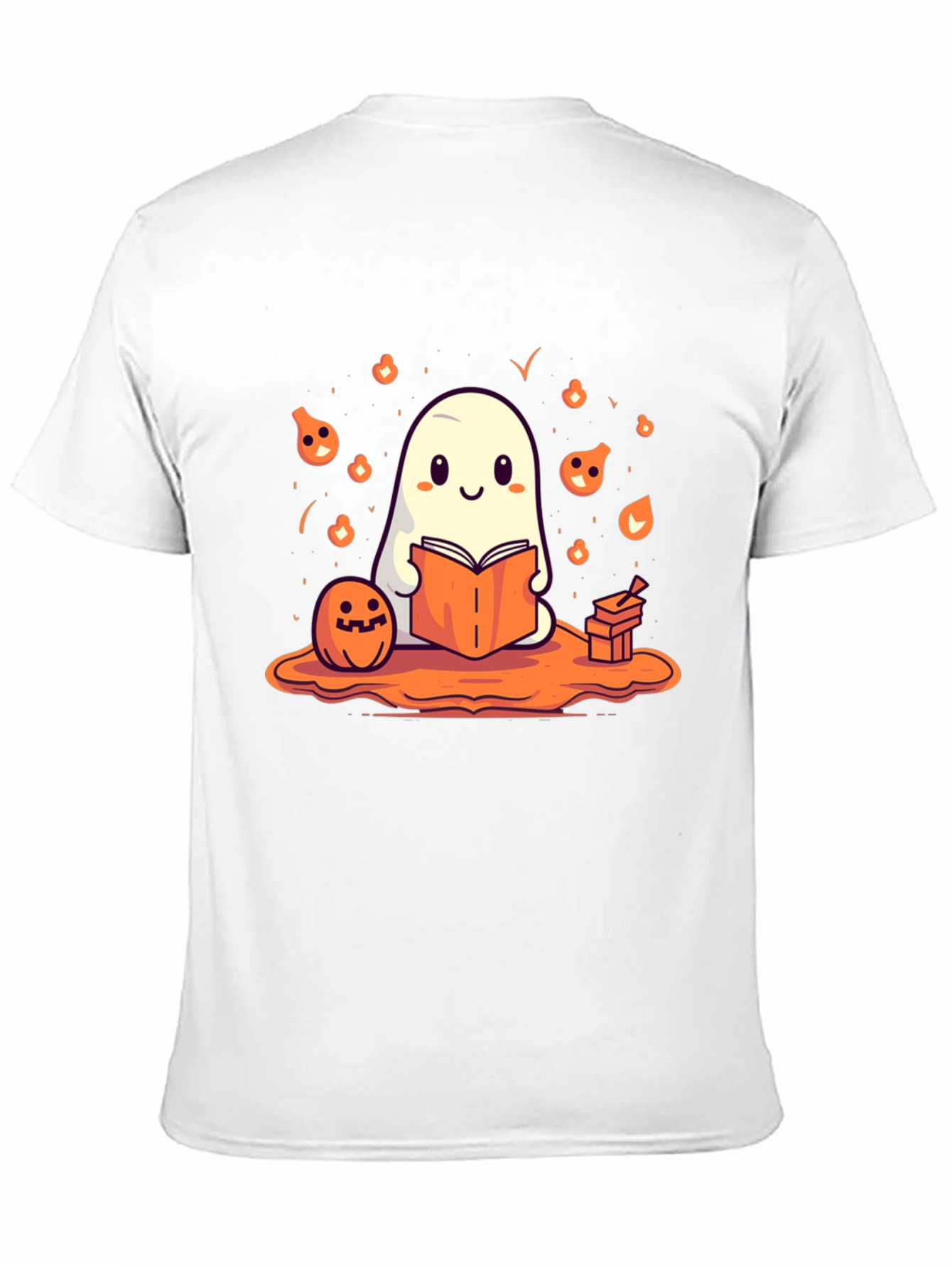 Cute Ghost Reading Book Halloween T-Shirt