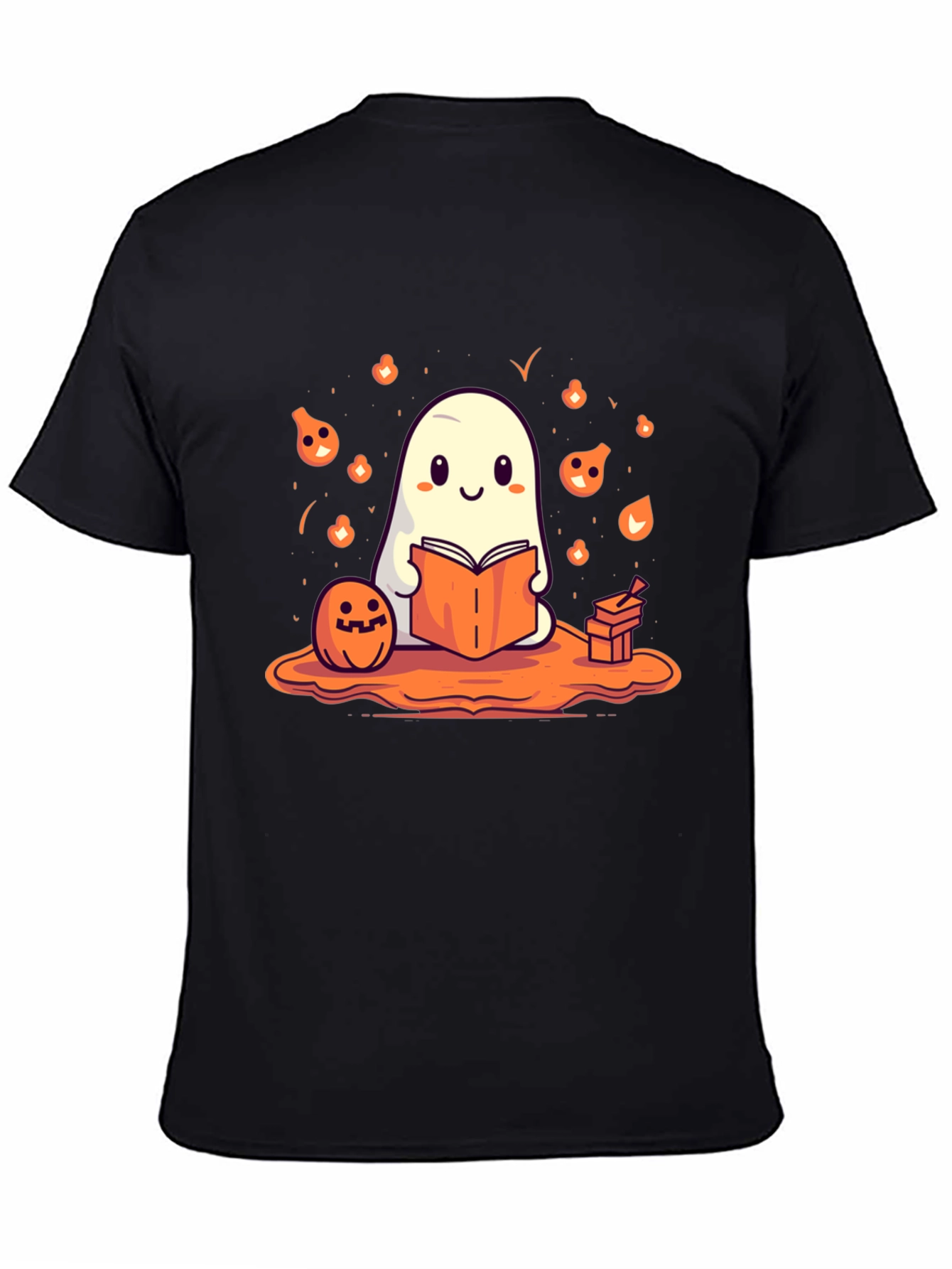 Cute Ghost Reading Book Halloween T-Shirt