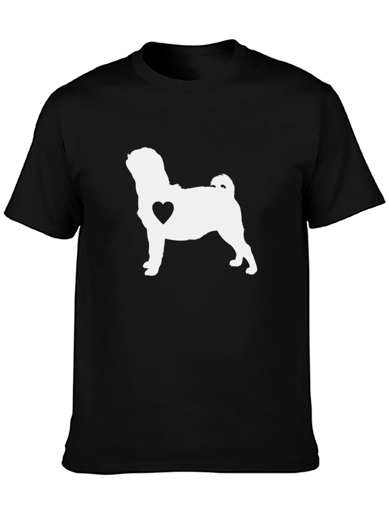 Pug Heart Graphic Tee - Black Cotton Shirt