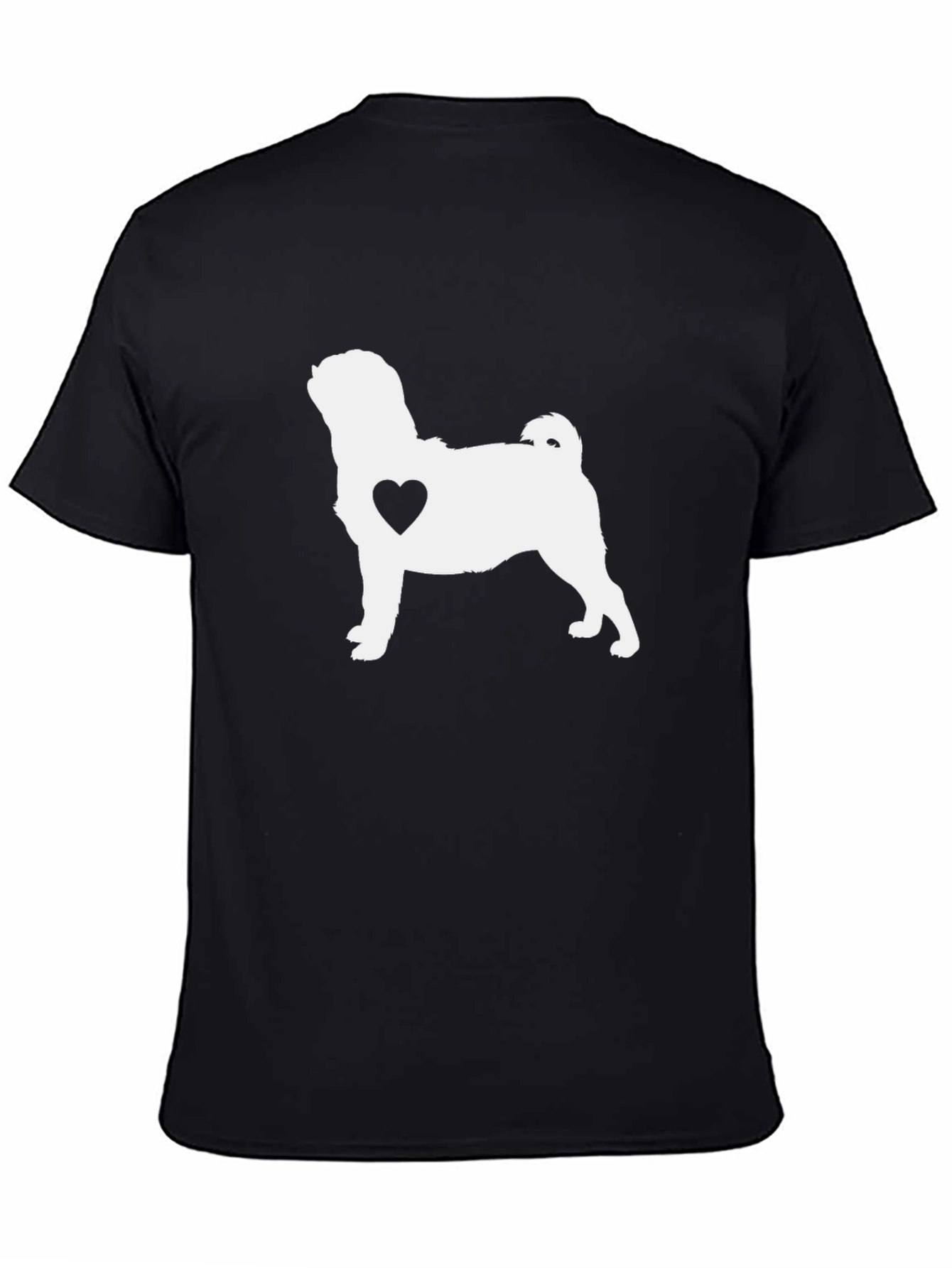 Pug Heart Graphic Tee - Black Cotton Shirt