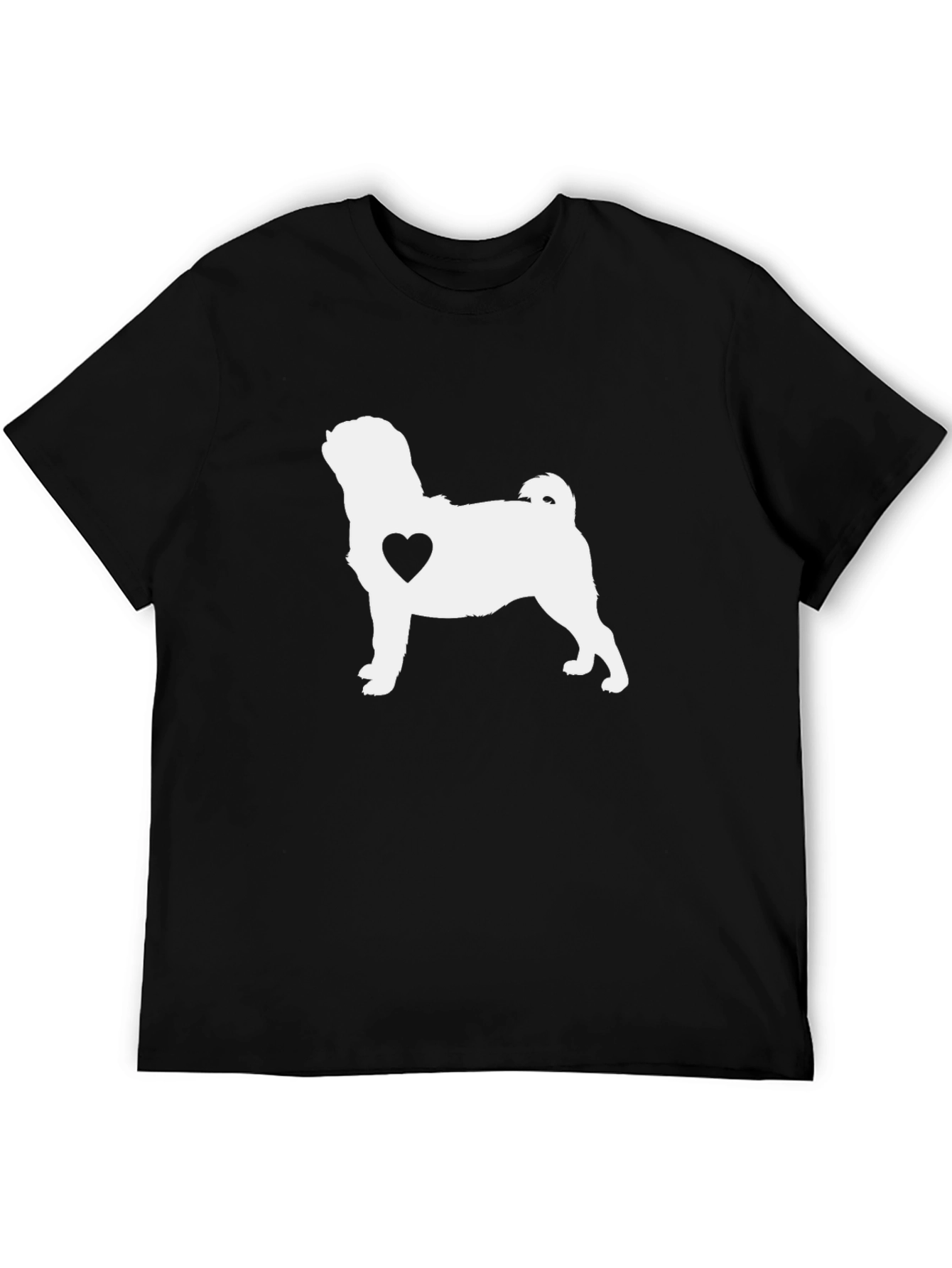 Pug Heart Graphic Tee - Black Cotton Shirt