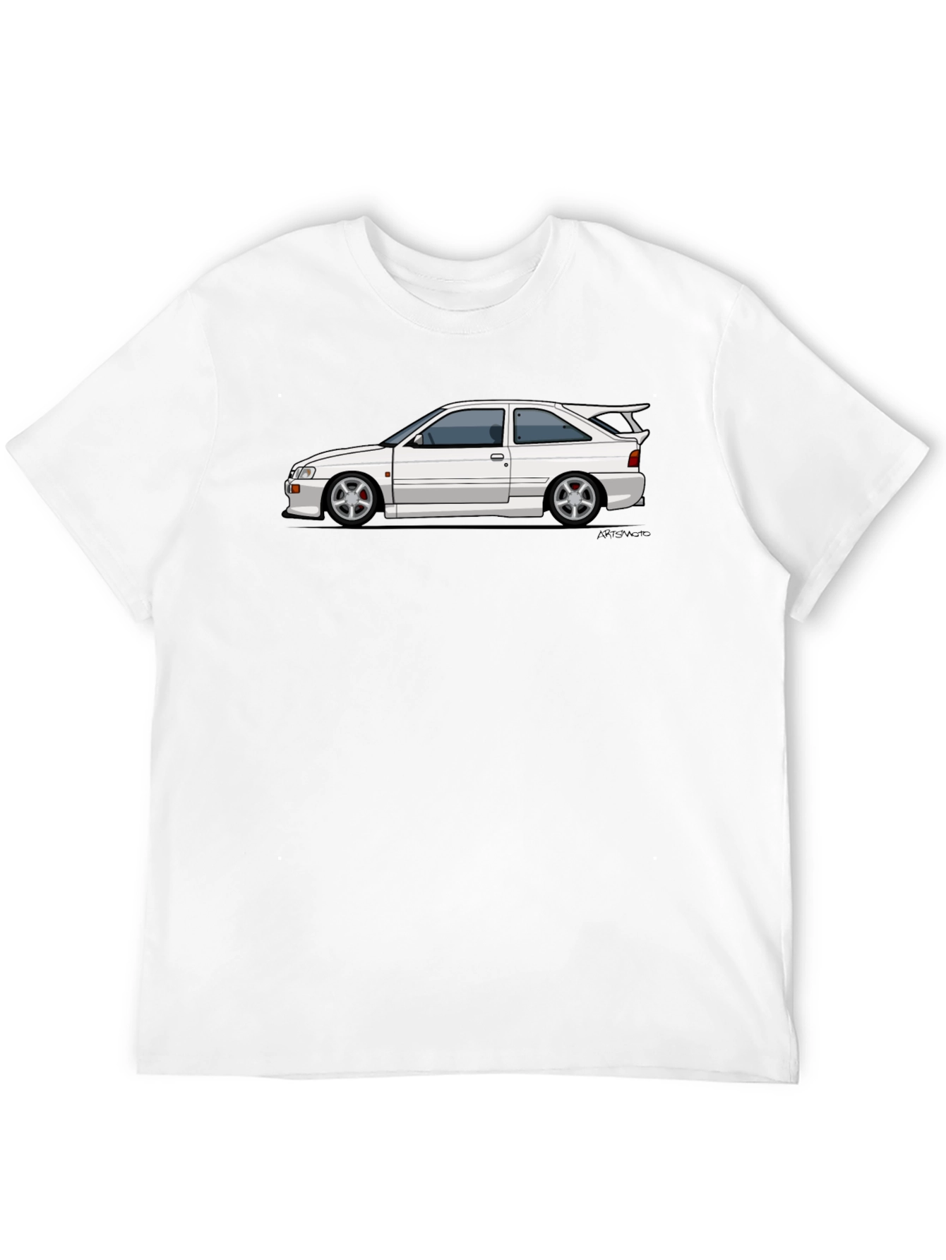 White Car Graphic Tee - Black Cotton Blend