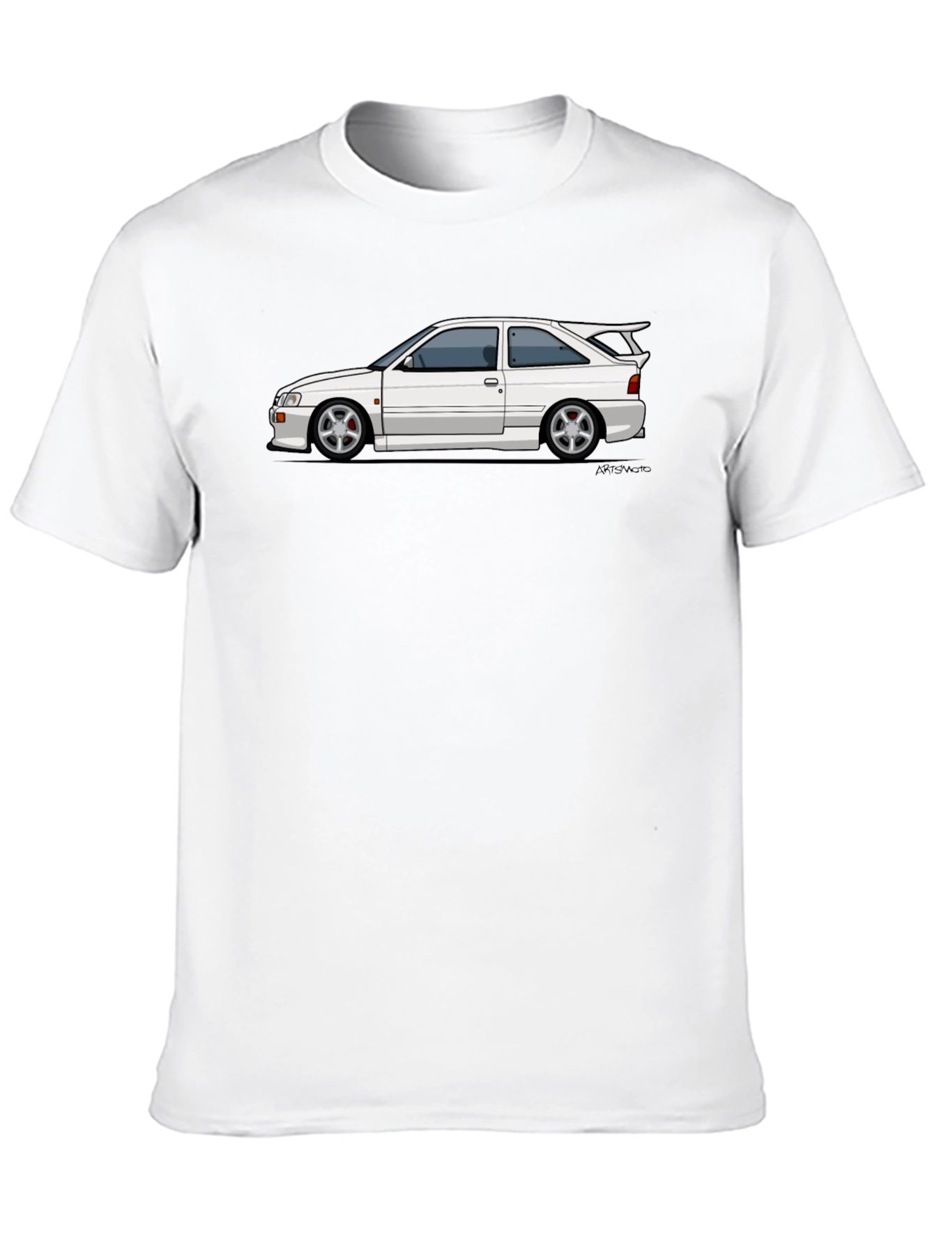 White Car Graphic Tee - Black Cotton Blend