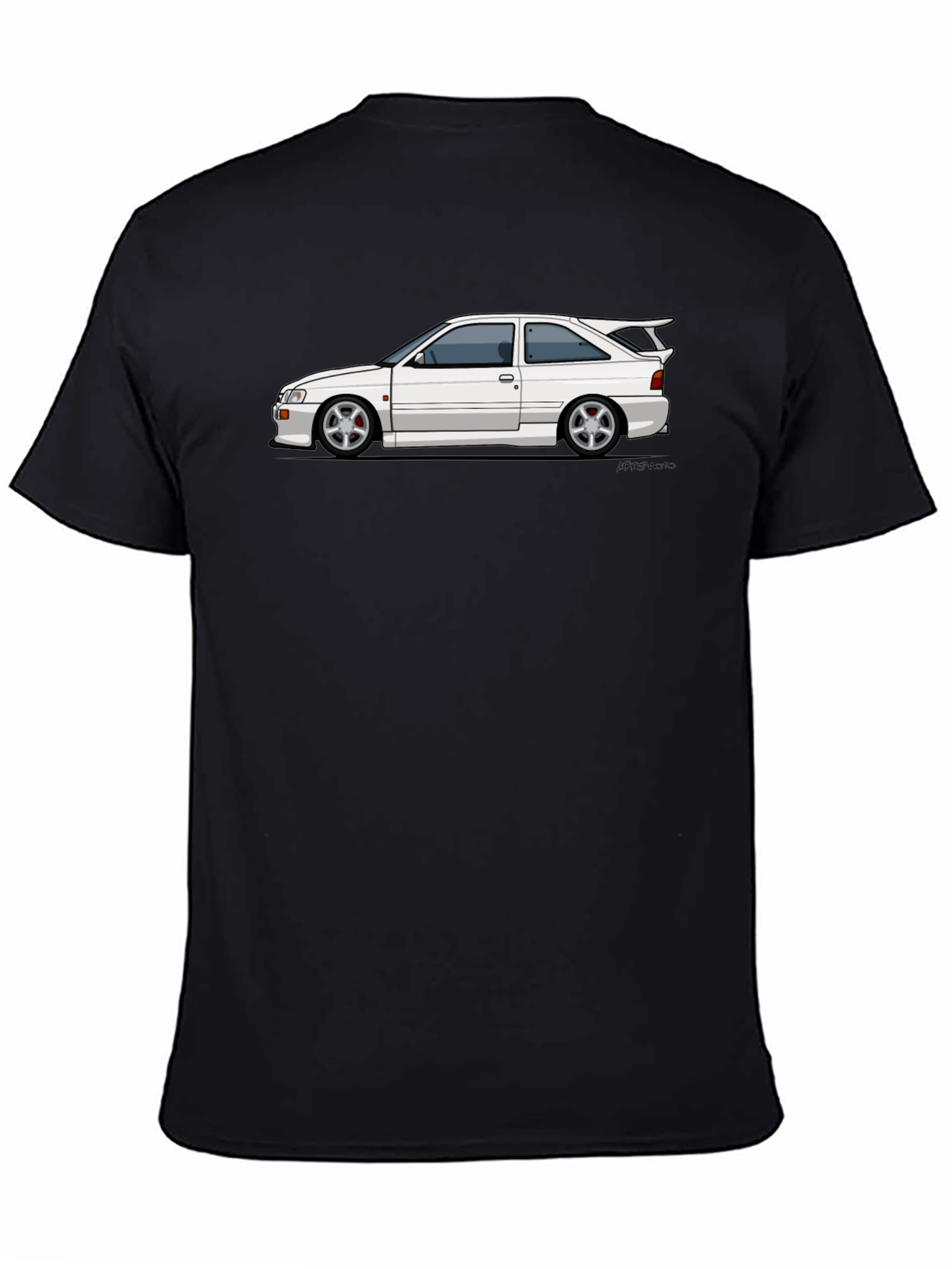 White Car Graphic Tee - Black Cotton Blend