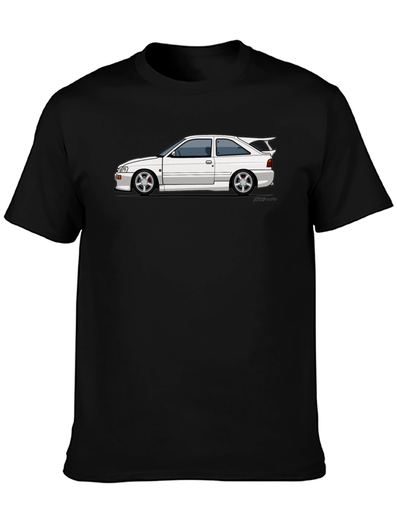 White Car Graphic Tee - Black Cotton Blend