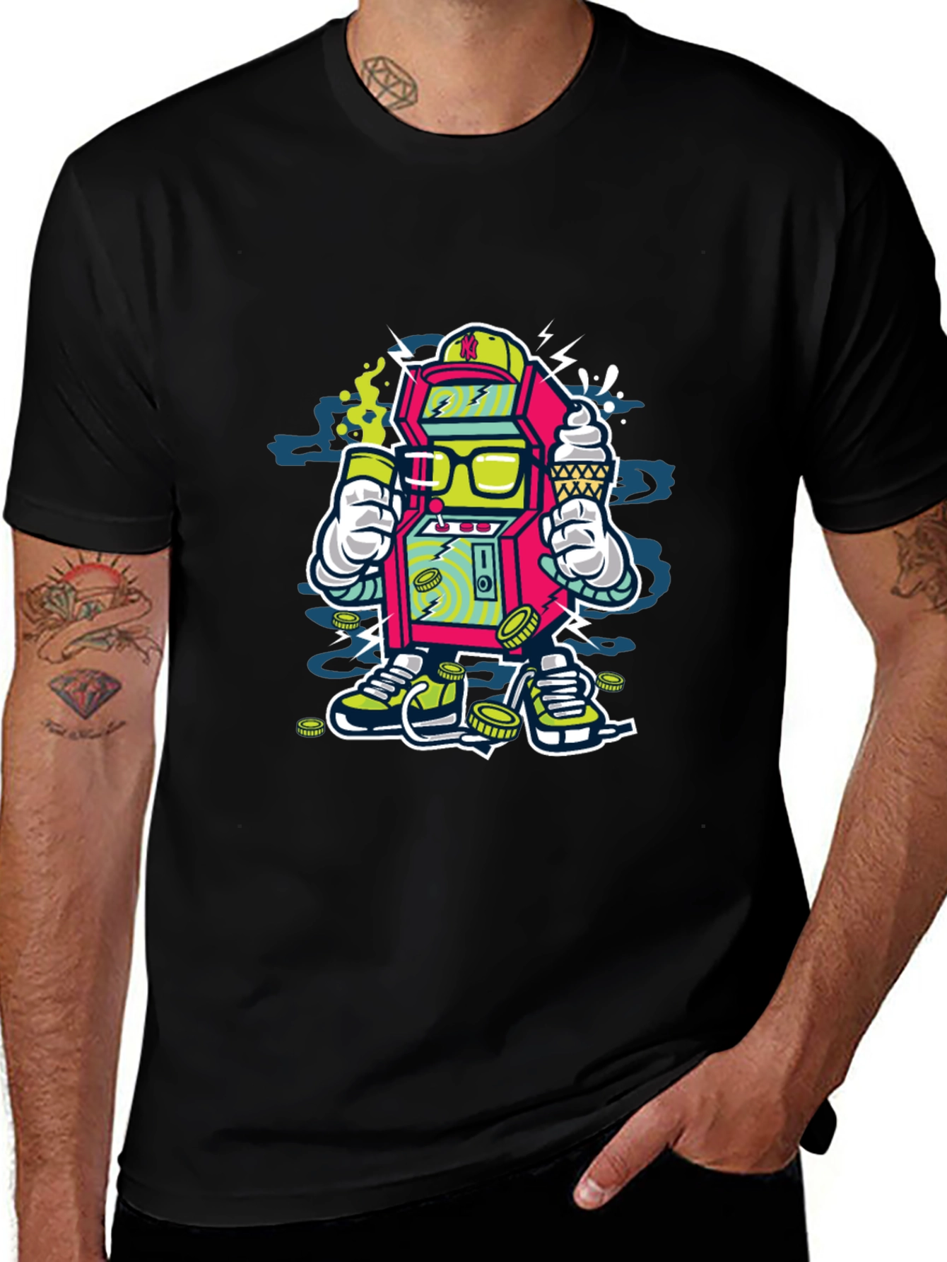 Arcade Game Cartoon T-Shirt - Cool Graphic Tee
