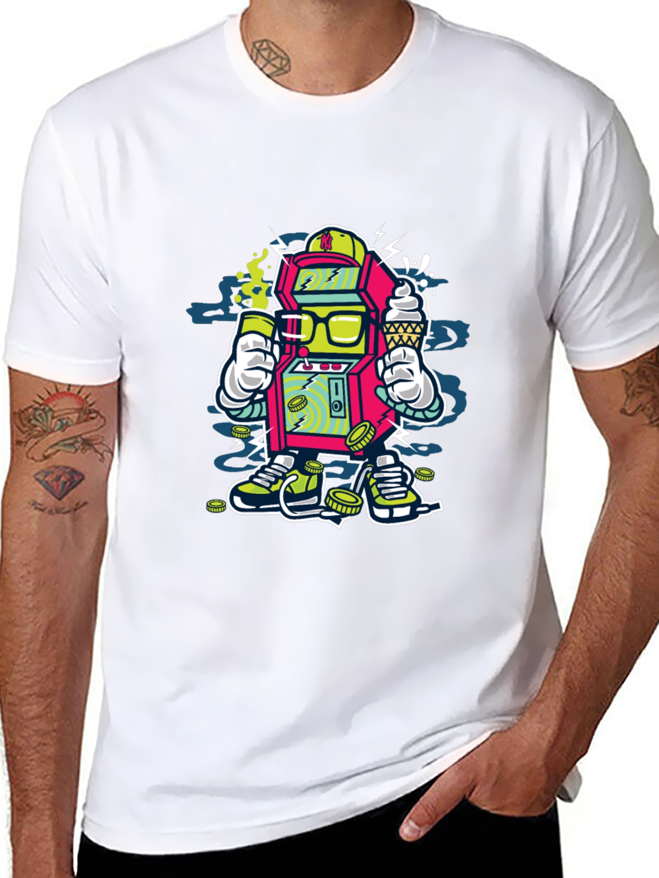 Arcade Game Cartoon T-Shirt - Cool Graphic Tee