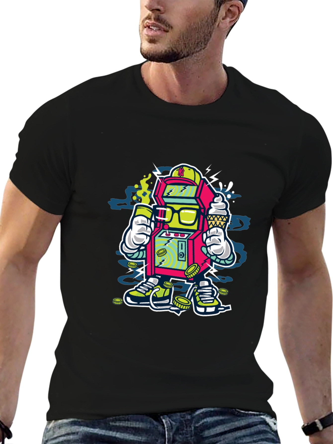 Arcade Game Cartoon T-Shirt - Cool Graphic Tee