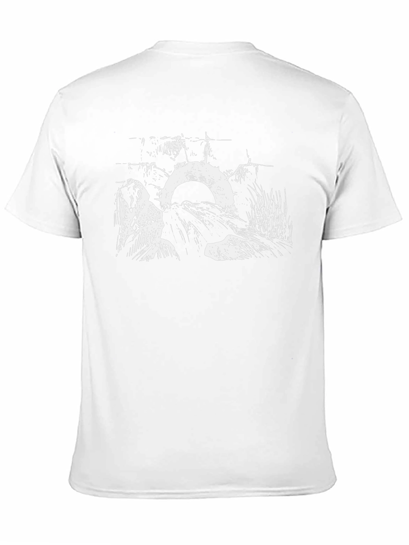 Black Graphic Tee: Abstract Nature Scene