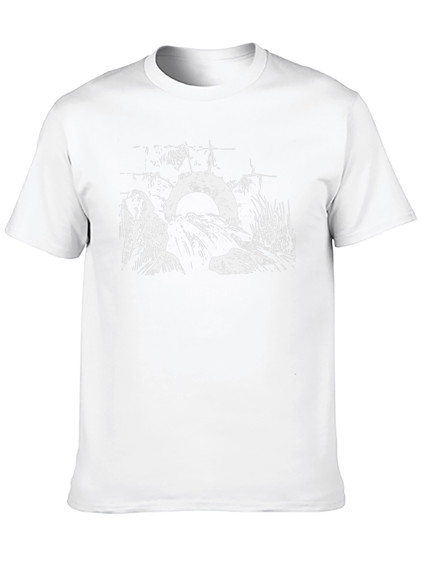Black Graphic Tee: Abstract Nature Scene