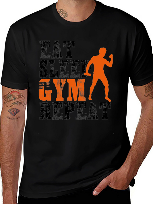 Gym Workout Tee: Eat Sleep Gym Repeat Graphic T-Shirt
