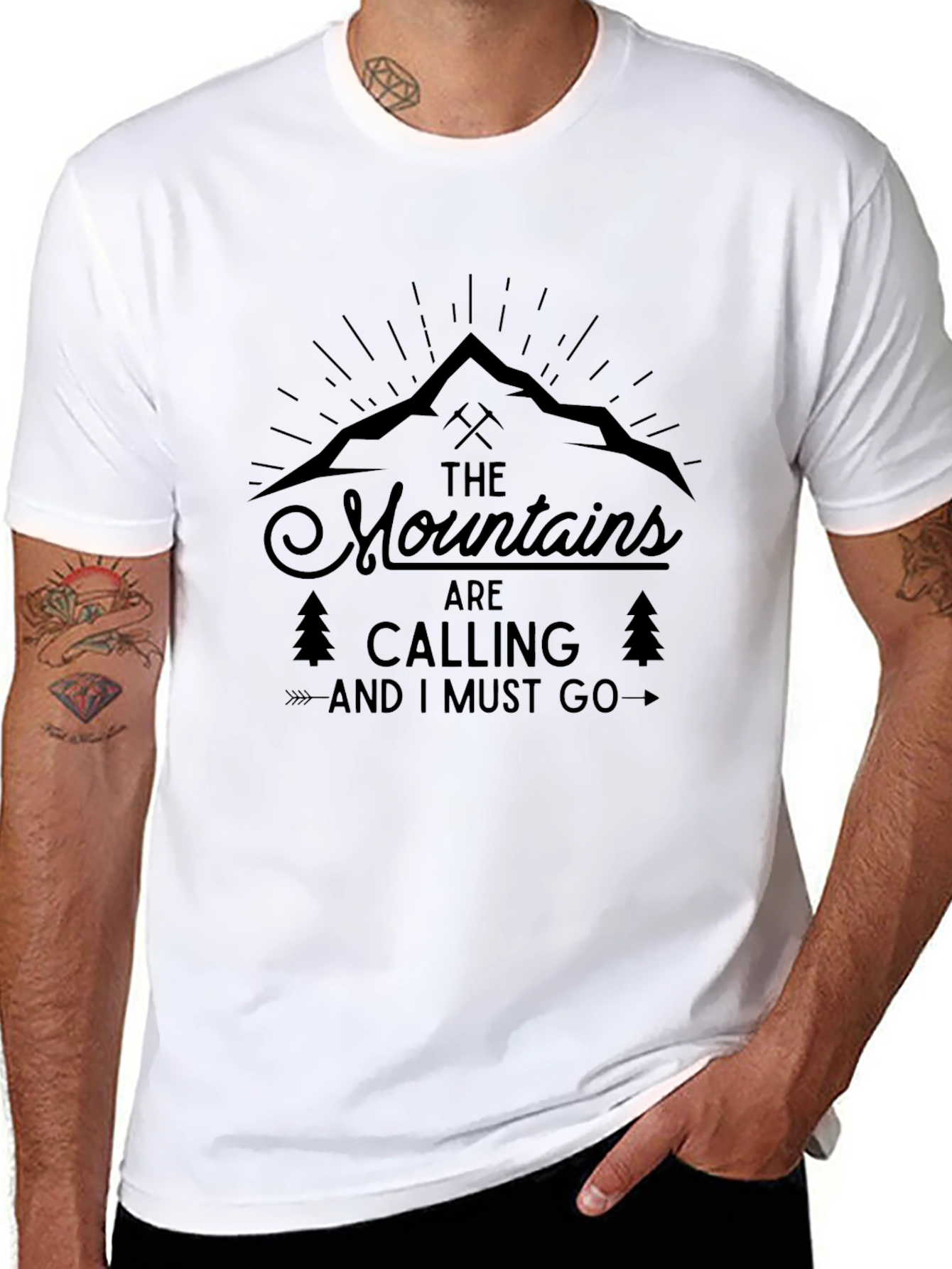Mountains Are Calling Black Graphic Tee