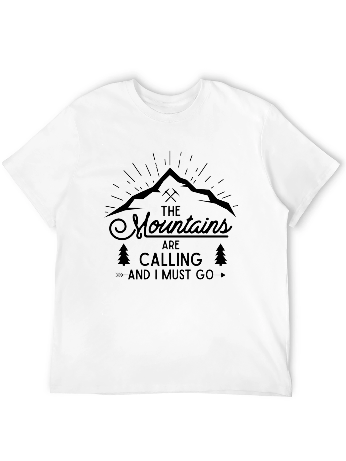 Mountains Are Calling Black Graphic Tee