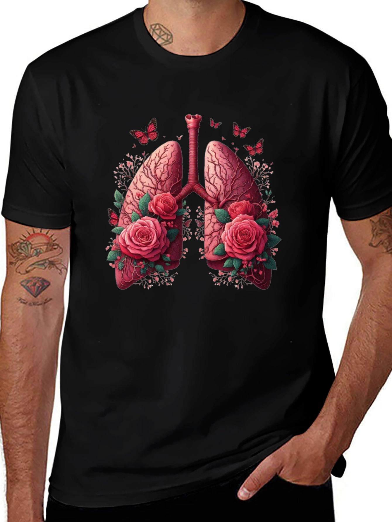 Floral Lung Anatomy Graphic Tee - Unisex